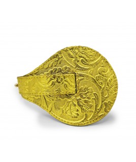 Macaron Textured Leather Waist Belt In Gold